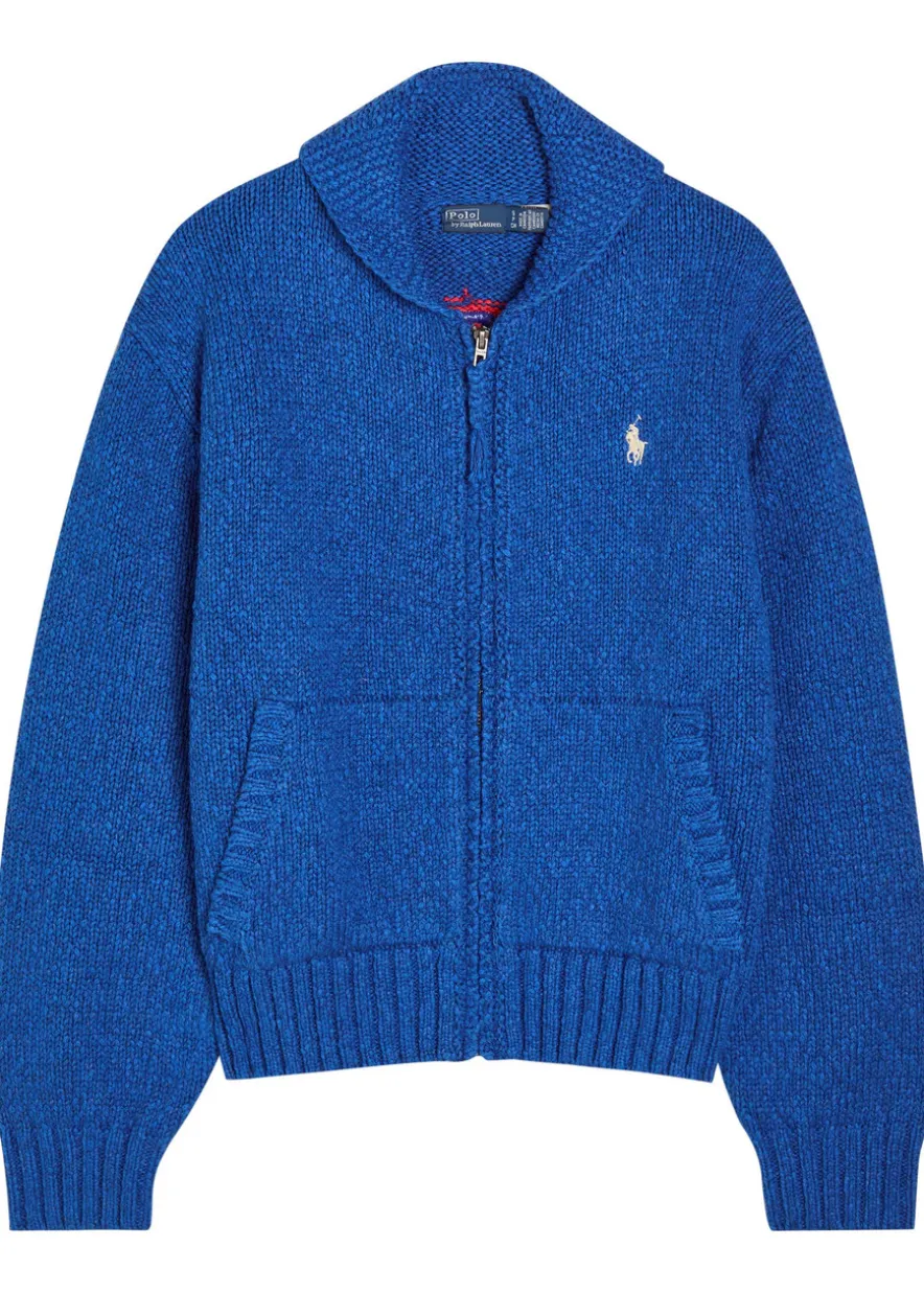 Logo-embroidered hooded cotton-knit jumper