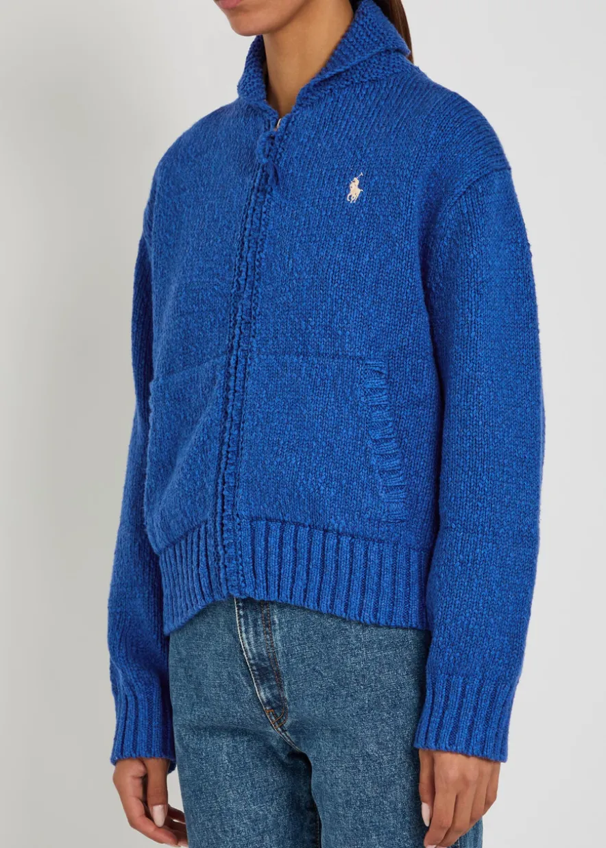 Logo-embroidered hooded cotton-knit jumper