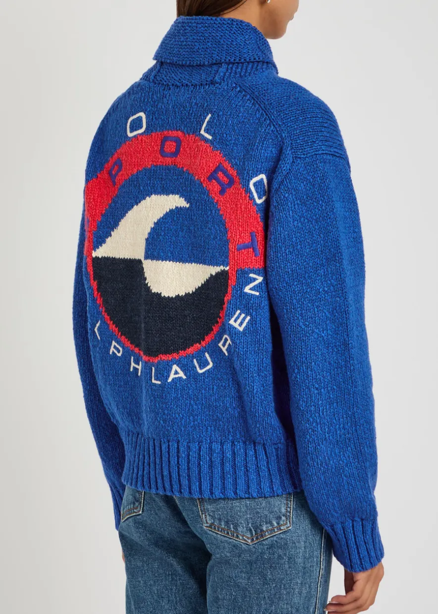 Logo-embroidered hooded cotton-knit jumper