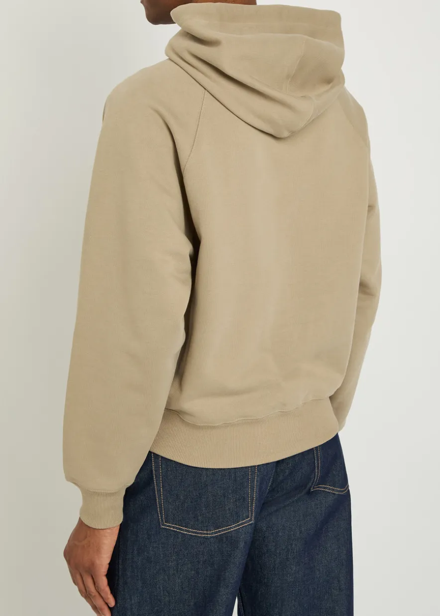 Logo-embroidered hooded cotton sweatshirt