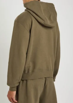 Logo-embroidered hooded cotton sweatshirt