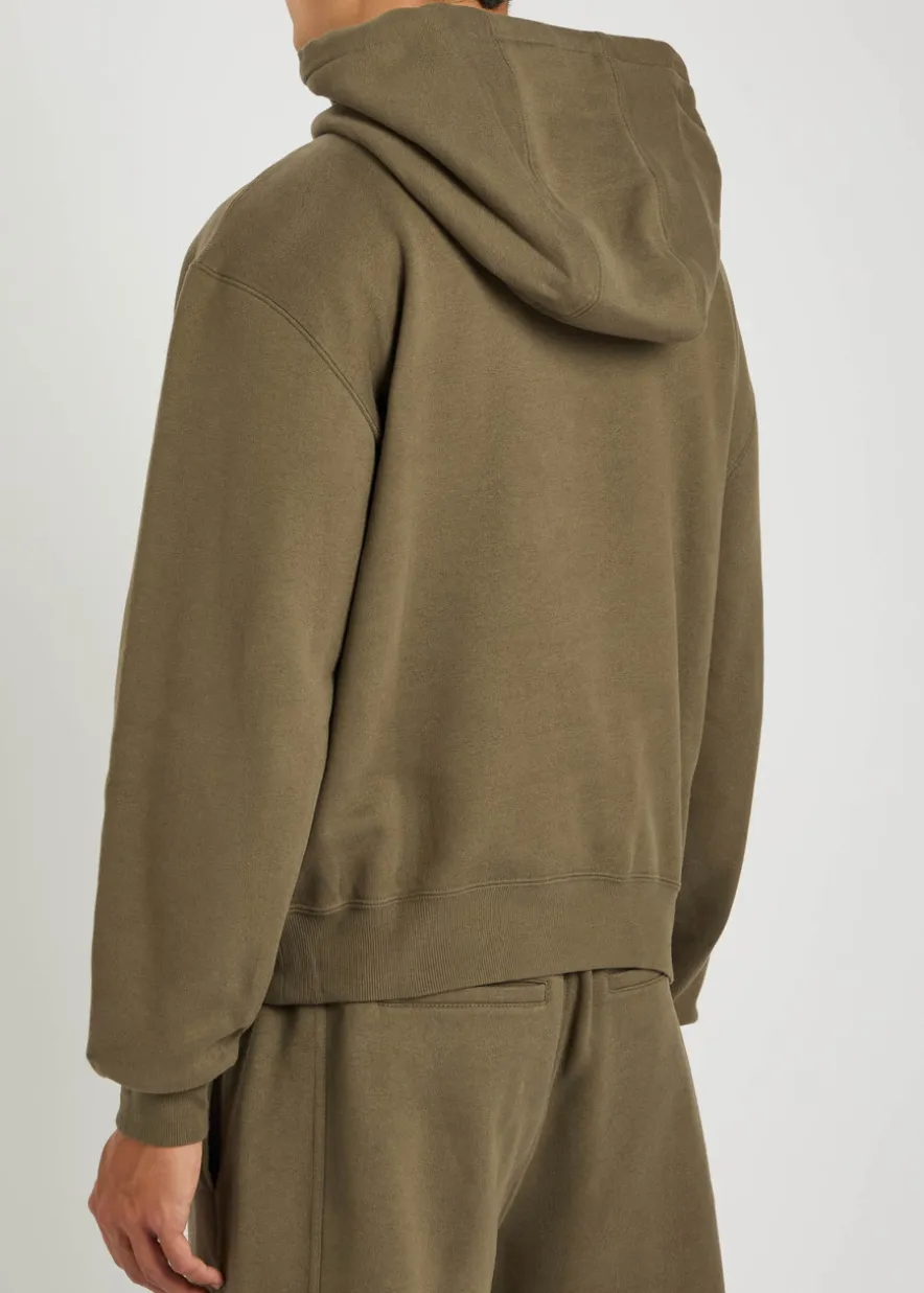 Logo-embroidered hooded cotton sweatshirt