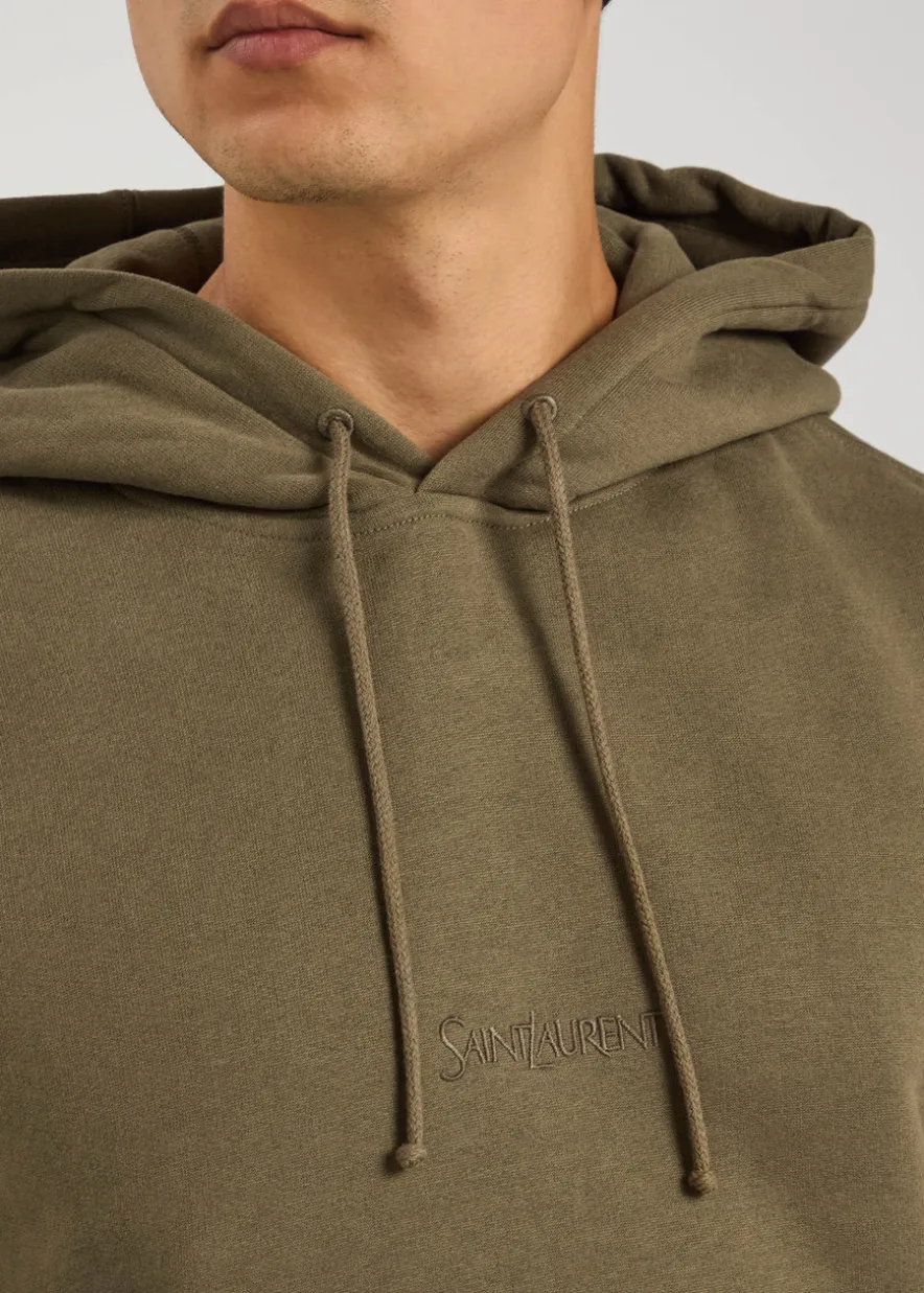 Logo-embroidered hooded cotton sweatshirt