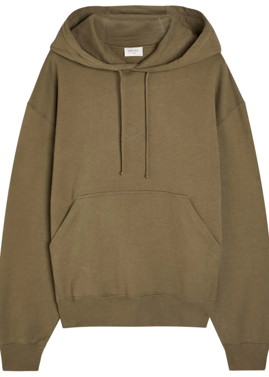 Logo-embroidered hooded cotton sweatshirt