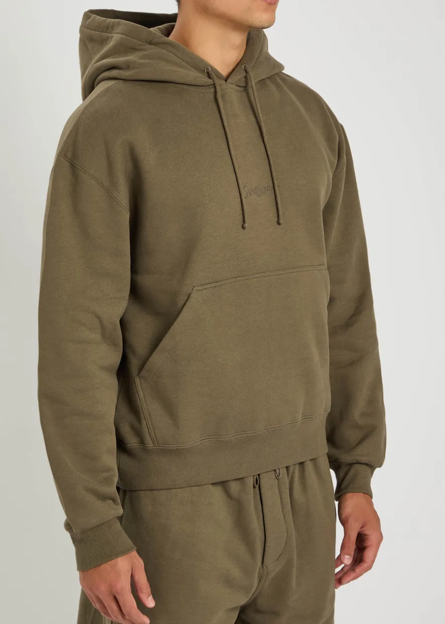 Logo-embroidered hooded cotton sweatshirt