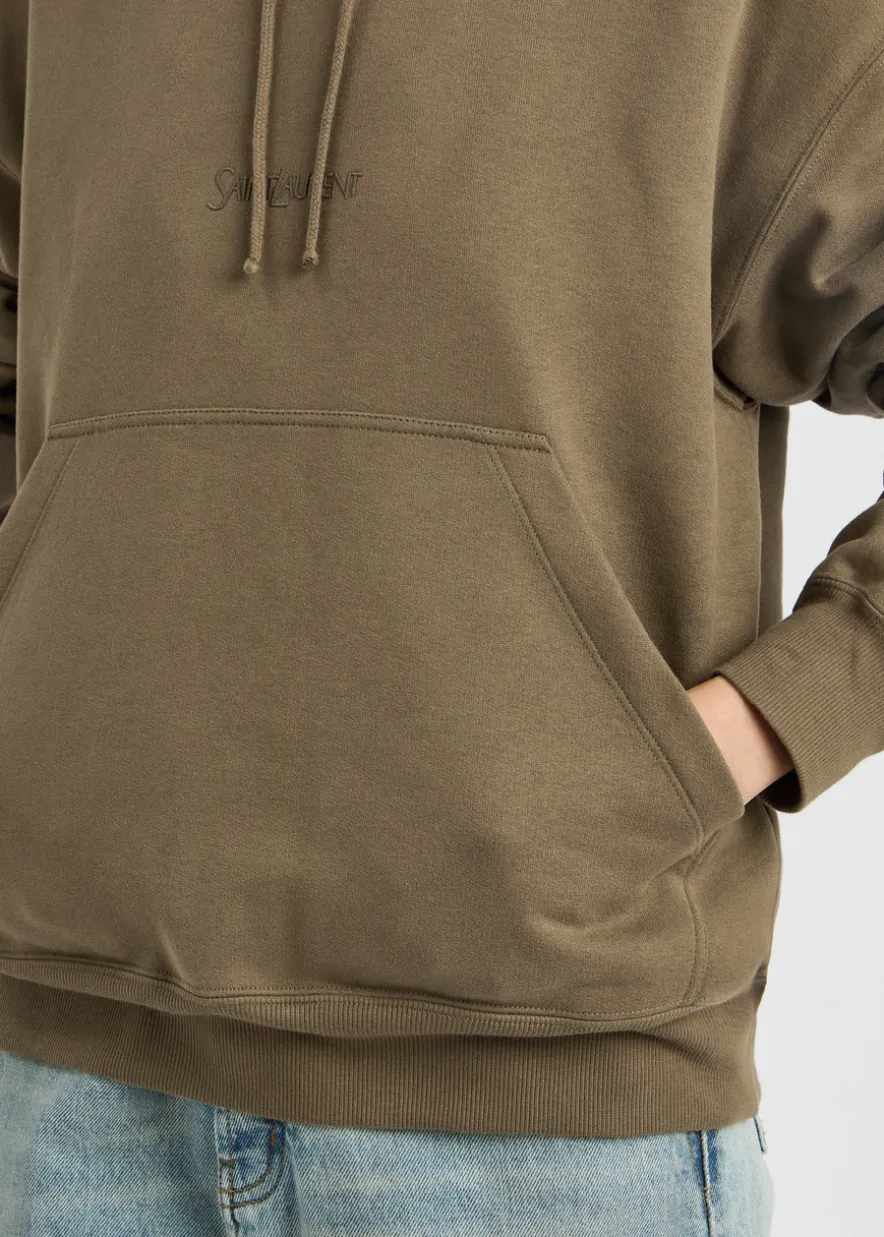 Logo-embroidered hooded cotton sweatshirt