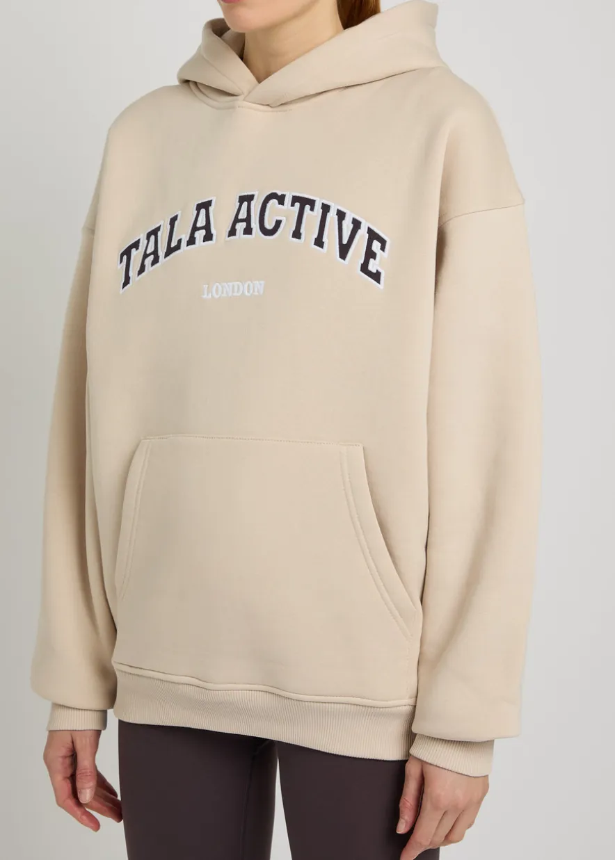 Logo-embroidered hooded cotton-blend sweatshirt