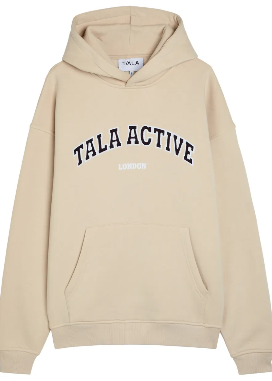 Logo-embroidered hooded cotton-blend sweatshirt