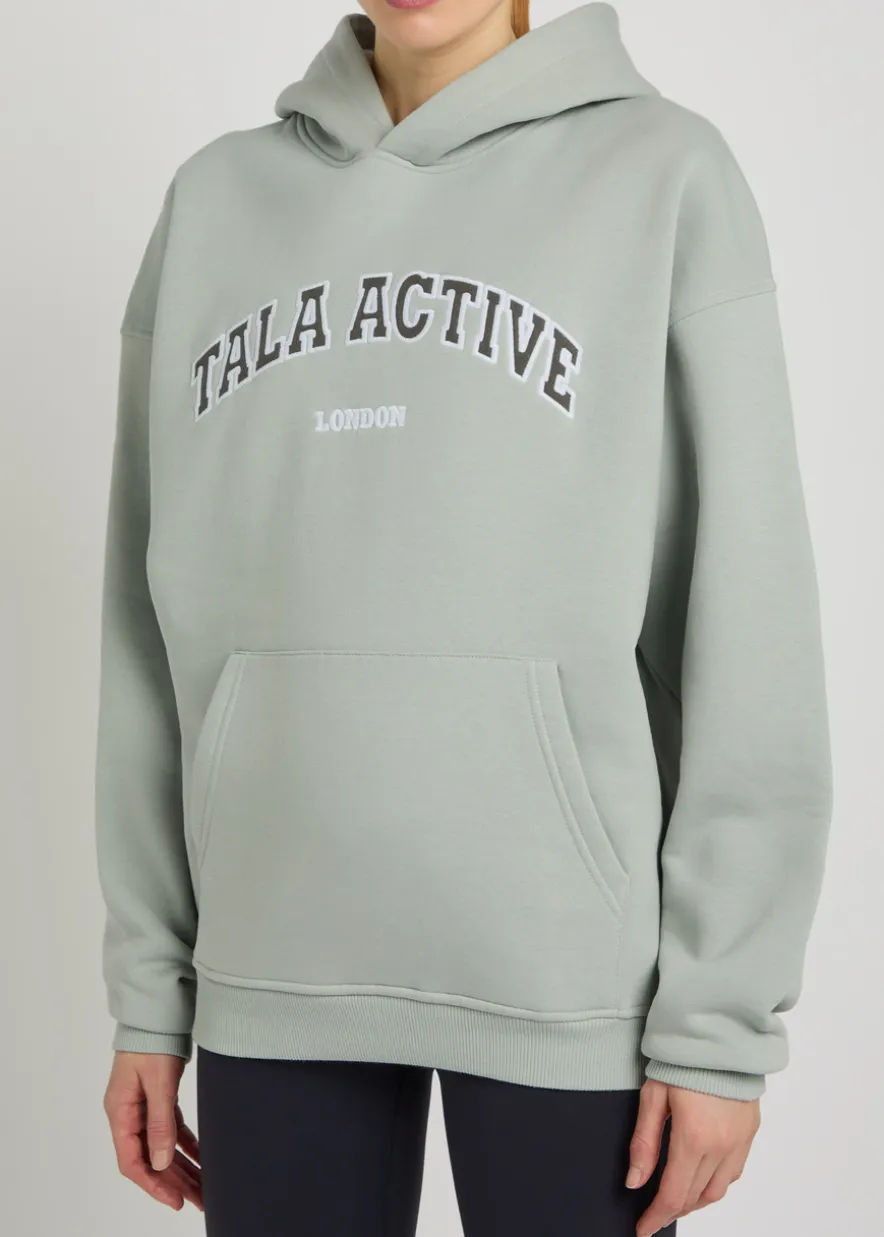 Logo-embroidered hooded cotton-blend sweatshirt
