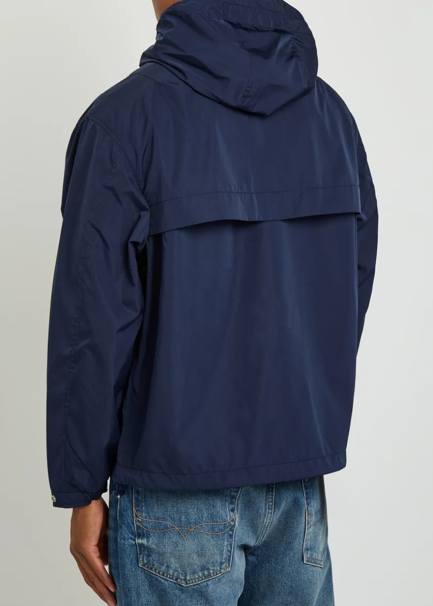 Logo-embroidered hooded shell jacket