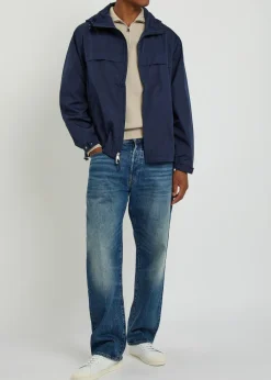 Logo-embroidered hooded shell jacket