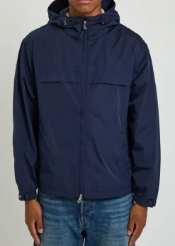 Logo-embroidered hooded shell jacket