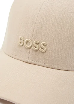 Logo-embroidered linen cap
