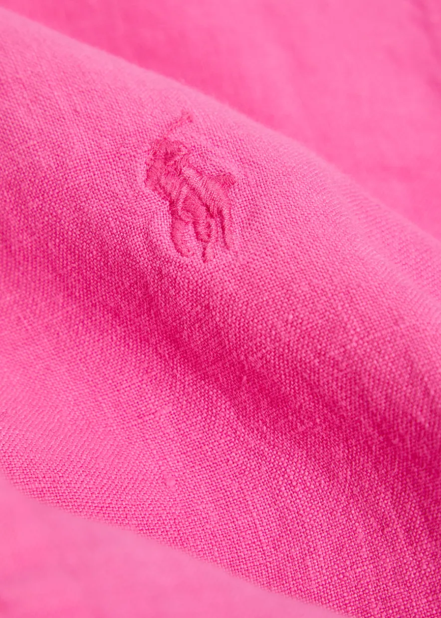 Logo-embroidered linen shirt