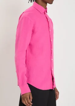 Logo-embroidered linen shirt