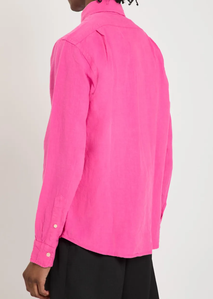 Logo-embroidered linen shirt
