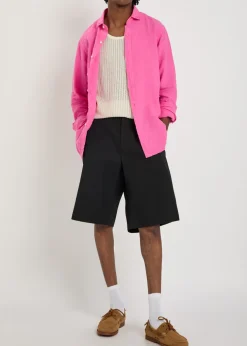 Logo-embroidered linen shirt