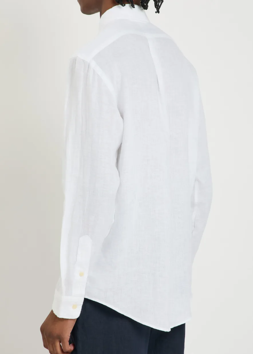 Logo-embroidered linen shirt