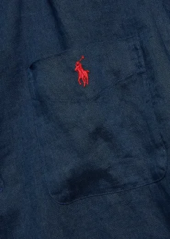 Logo-embroidered linen shirt