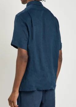 Logo-embroidered linen shirt