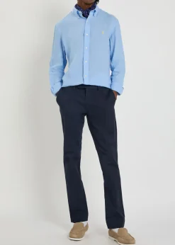 Logo-embroidered linen shirt