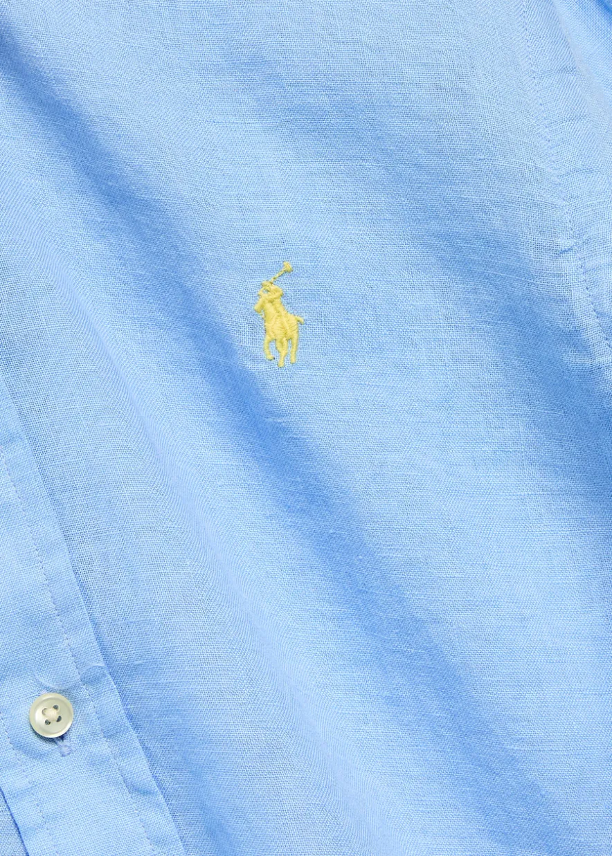 Logo-embroidered linen shirt