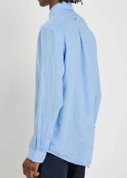 Logo-embroidered linen shirt