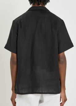 Logo-embroidered linen shirt