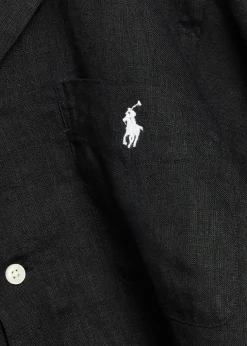 Logo-embroidered linen shirt