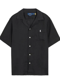 Logo-embroidered linen shirt