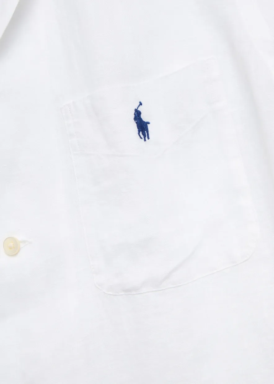 Logo-embroidered linen shirt