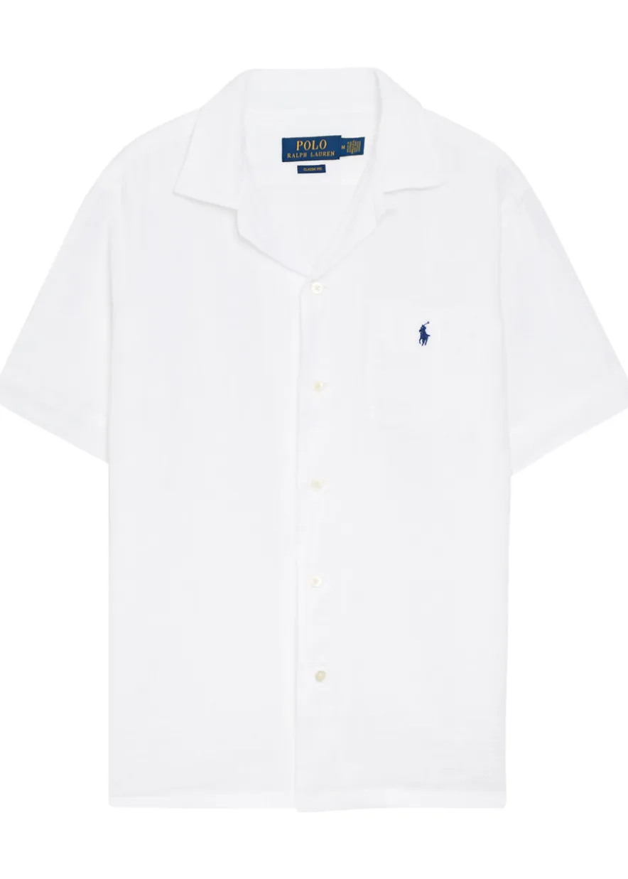 Logo-embroidered linen shirt