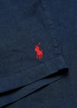 Logo-embroidered linen shorts
