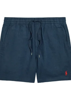 Logo-embroidered linen shorts