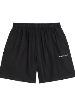 Logo-embroidered linen swim shorts