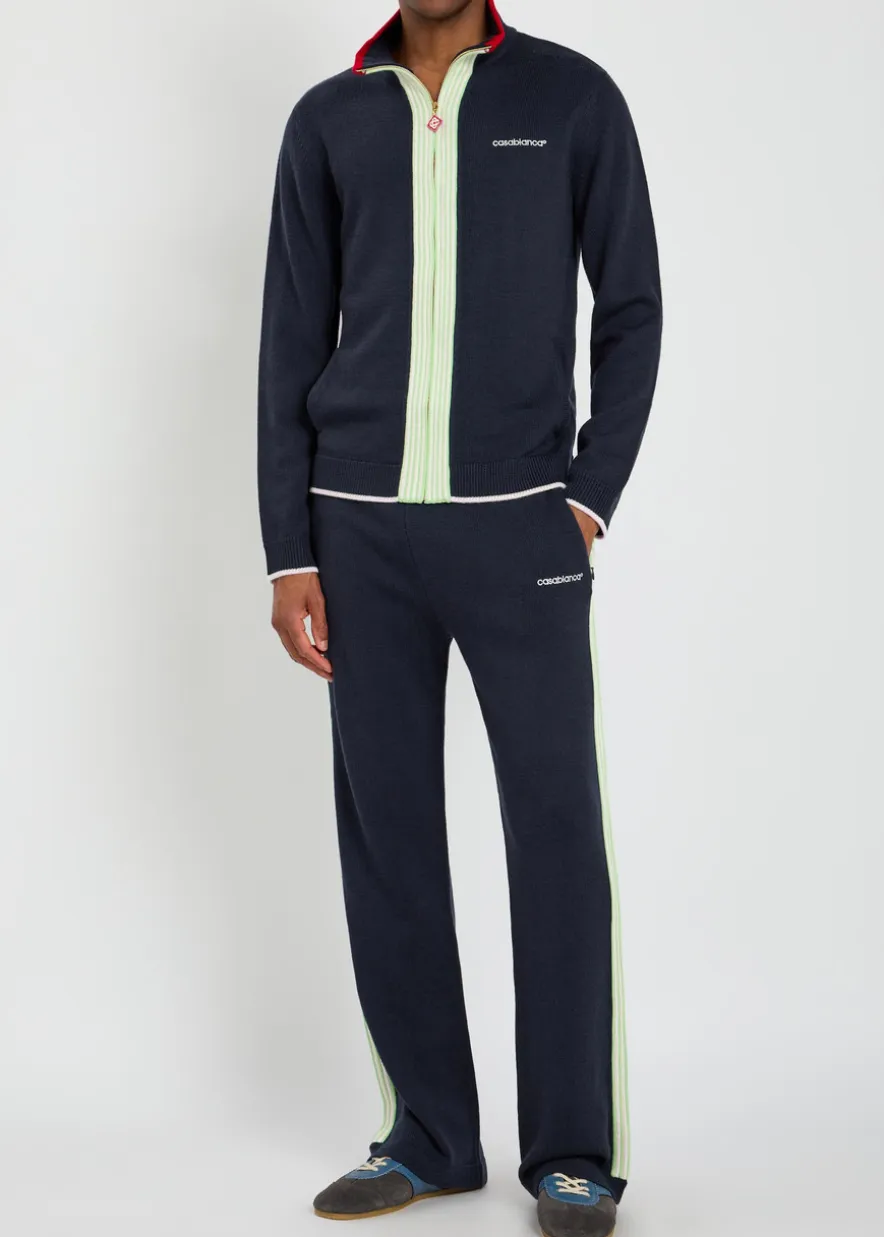 Logo-embroidered merino wool track trousers