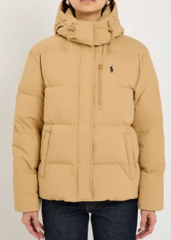 Logo-embroidered padded shell jacket