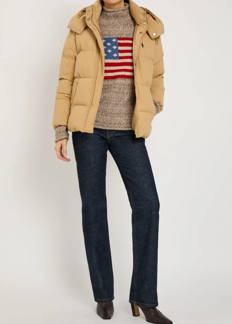 Logo-embroidered padded shell jacket