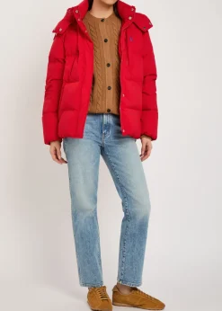 Logo-embroidered padded shell jacket