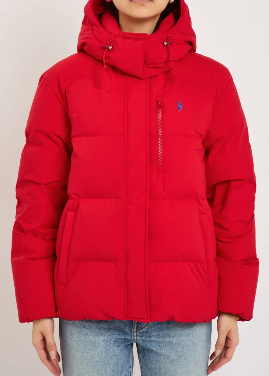 Logo-embroidered padded shell jacket