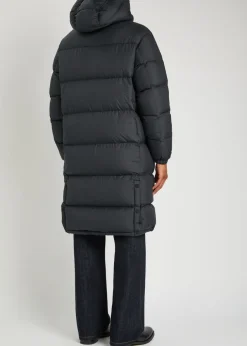 Logo-embroidered padded shell coat