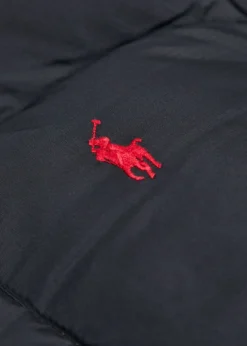 Logo-embroidered padded shell coat