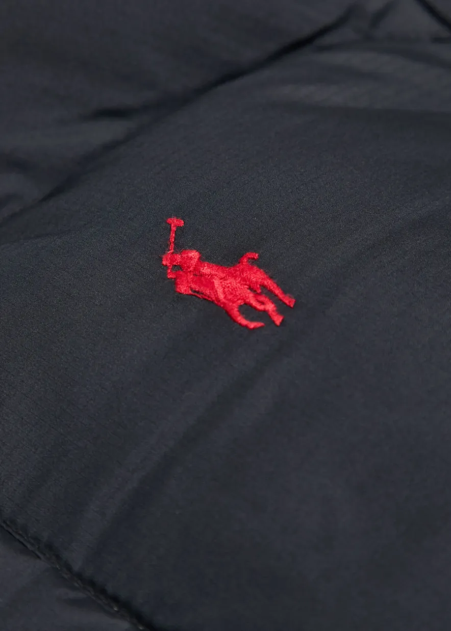 Logo-embroidered padded shell coat