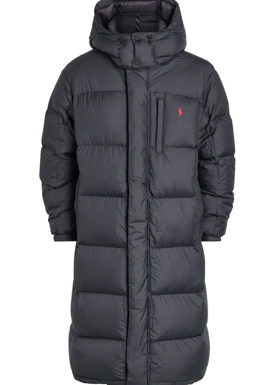 Logo-embroidered padded shell coat