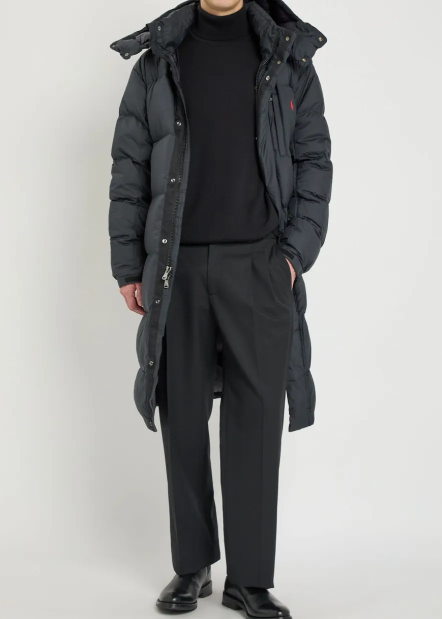 Logo-embroidered padded shell coat