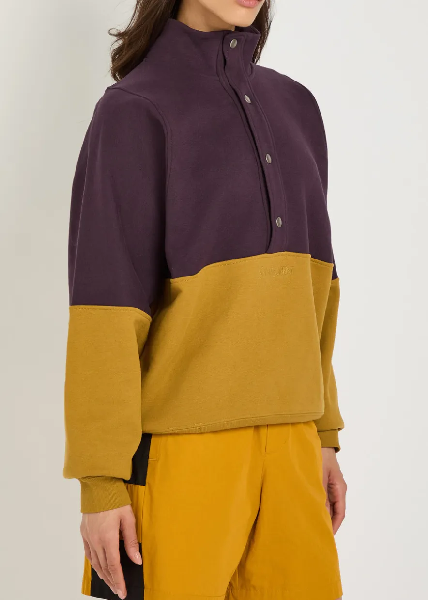 Logo-embroidered panelled cotton sweatshirt