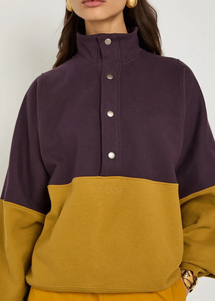 Logo-embroidered panelled cotton sweatshirt
