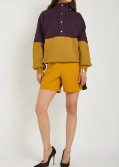 Logo-embroidered panelled cotton sweatshirt