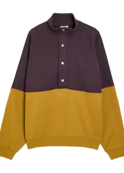 Logo-embroidered panelled cotton sweatshirt