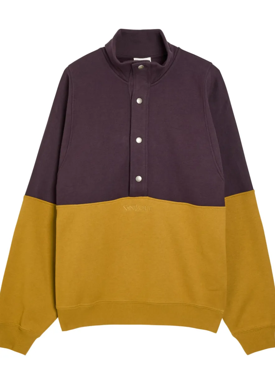Logo-embroidered panelled cotton sweatshirt
